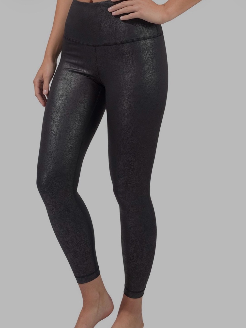 90 Degree By Reflex Women's Black Faux Cracked Leather Leggings
